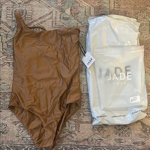 BRAND NEW WITH TAGS Jade Swim Brown One-Shoulder Swimsuit